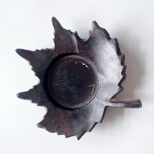 Metal Bronze Colored Leaf Candle Holder